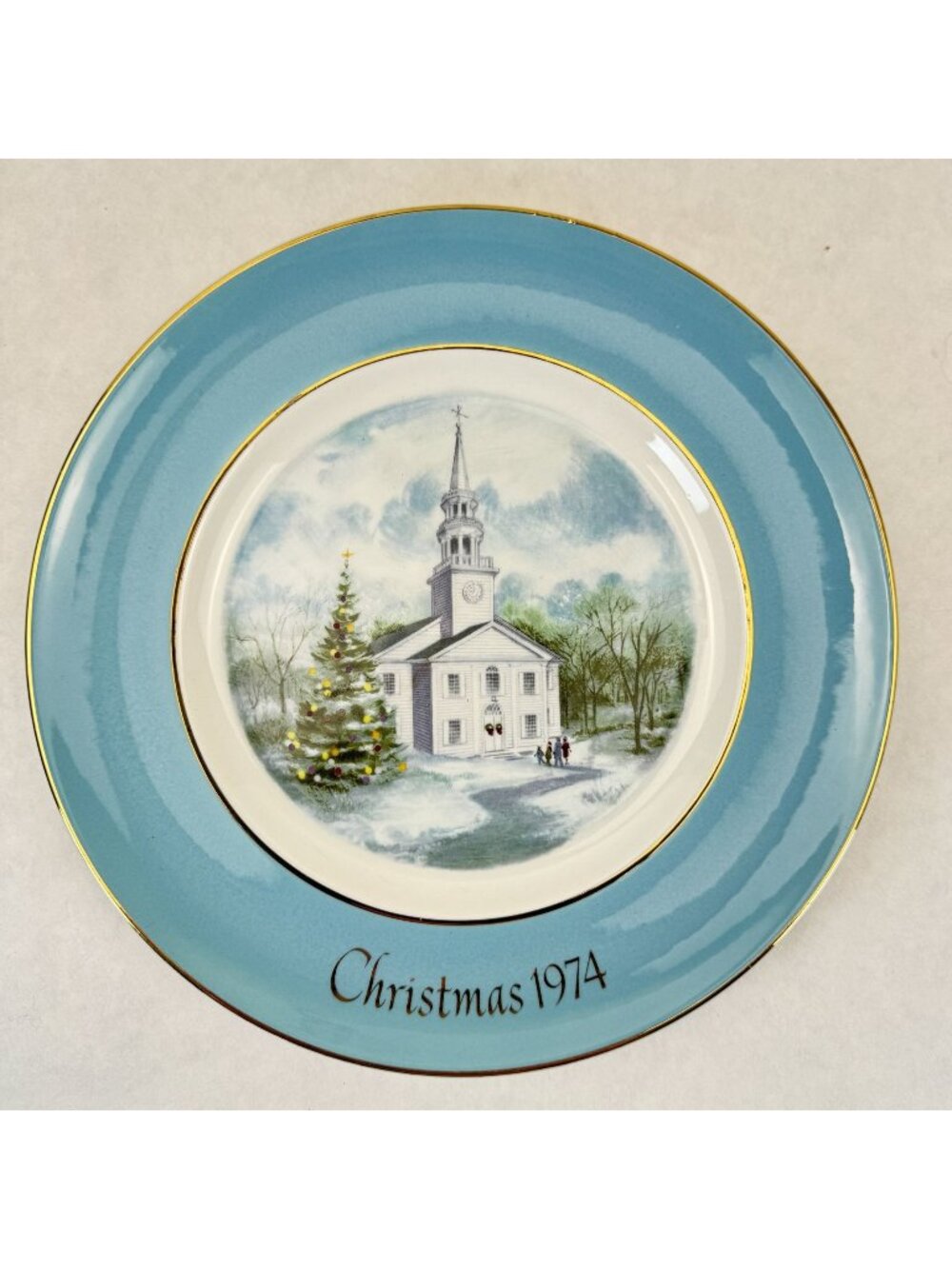 1974 "Country Church" Avon Christmas Plate 9" Second Edition By Enoch Wedgwood